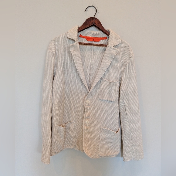 Dondup Men's Ivory Cotton Blend Knit Blazer Made In Italy Size Medium EUC